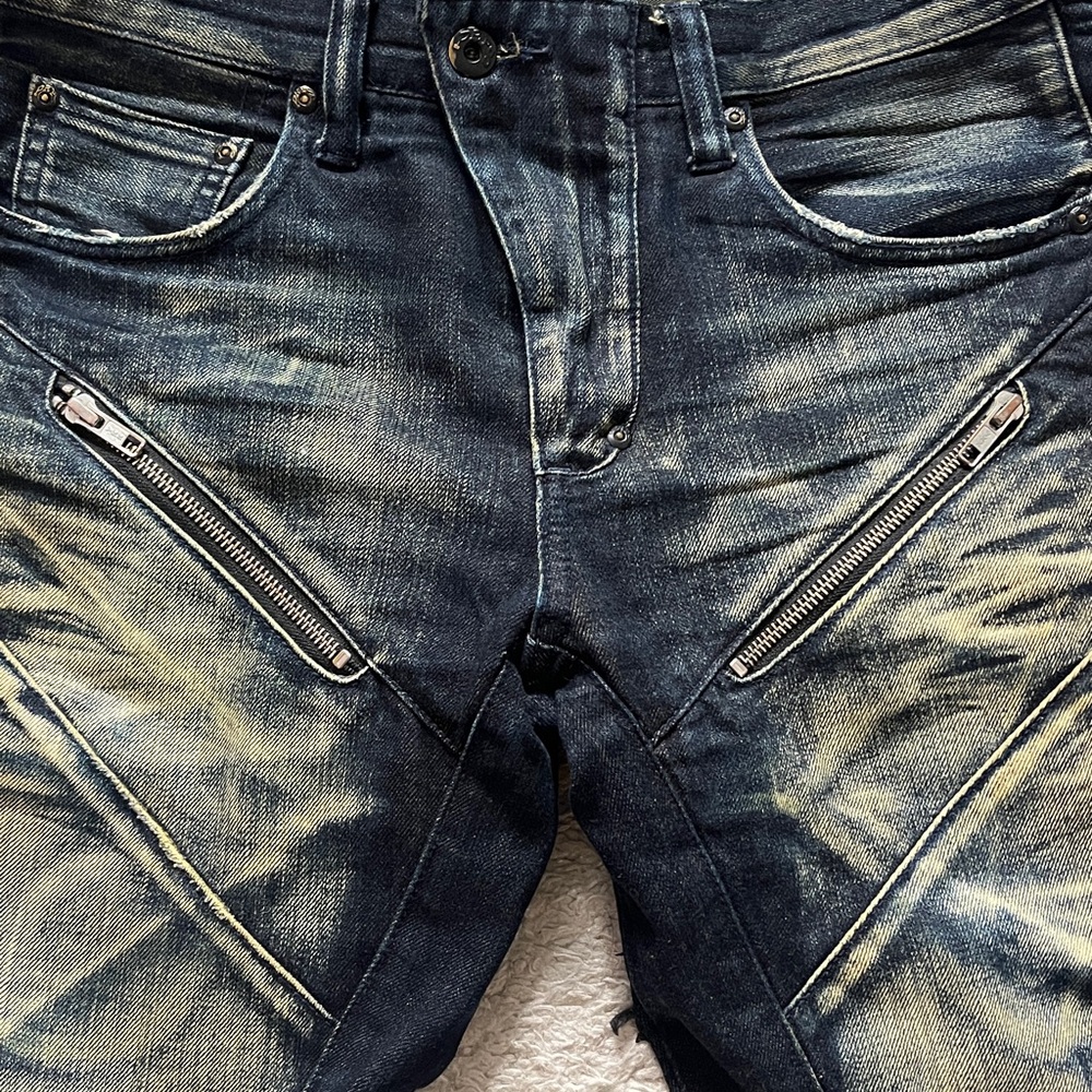 PRPS W30 Men's Dark Blue and Tan Relaxed distressed Jeans - Picture 9 of 16